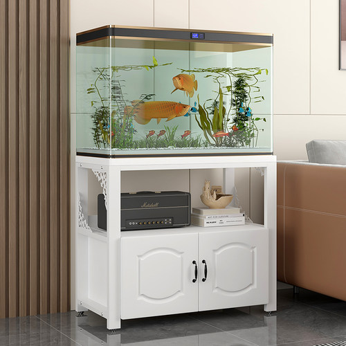 鱼缸柜底柜金属家用客厅鱼缸架带柜子承重置物架水族箱鱼缸底座柜