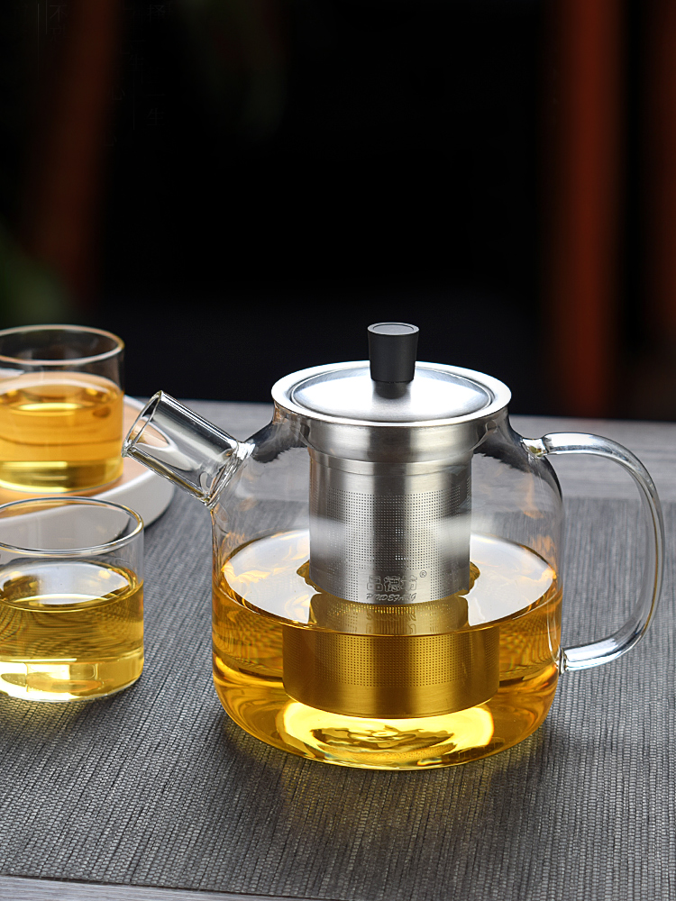 品德坊耐热玻璃茶壶家用过滤茶水壶蒸煮茶器玻璃内胆花茶壶煮茶具