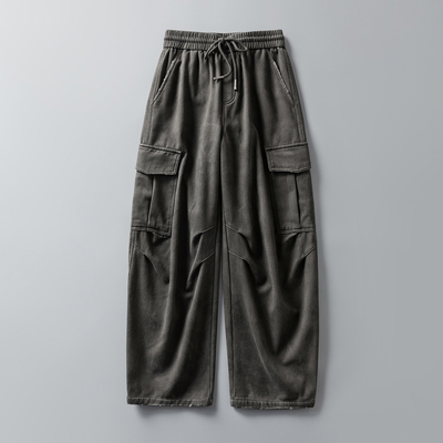 老钱风做旧脏洗加绒加厚工装裤