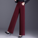 高腰中年妈妈裤 安可拉红春秋冬新款 女直筒裤 松紧腰跳舞垂感阔腿厚