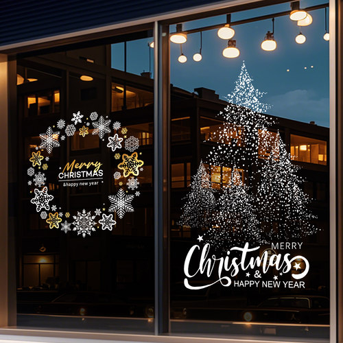 圣诞树装饰静电窗花玻璃门窗贴纸