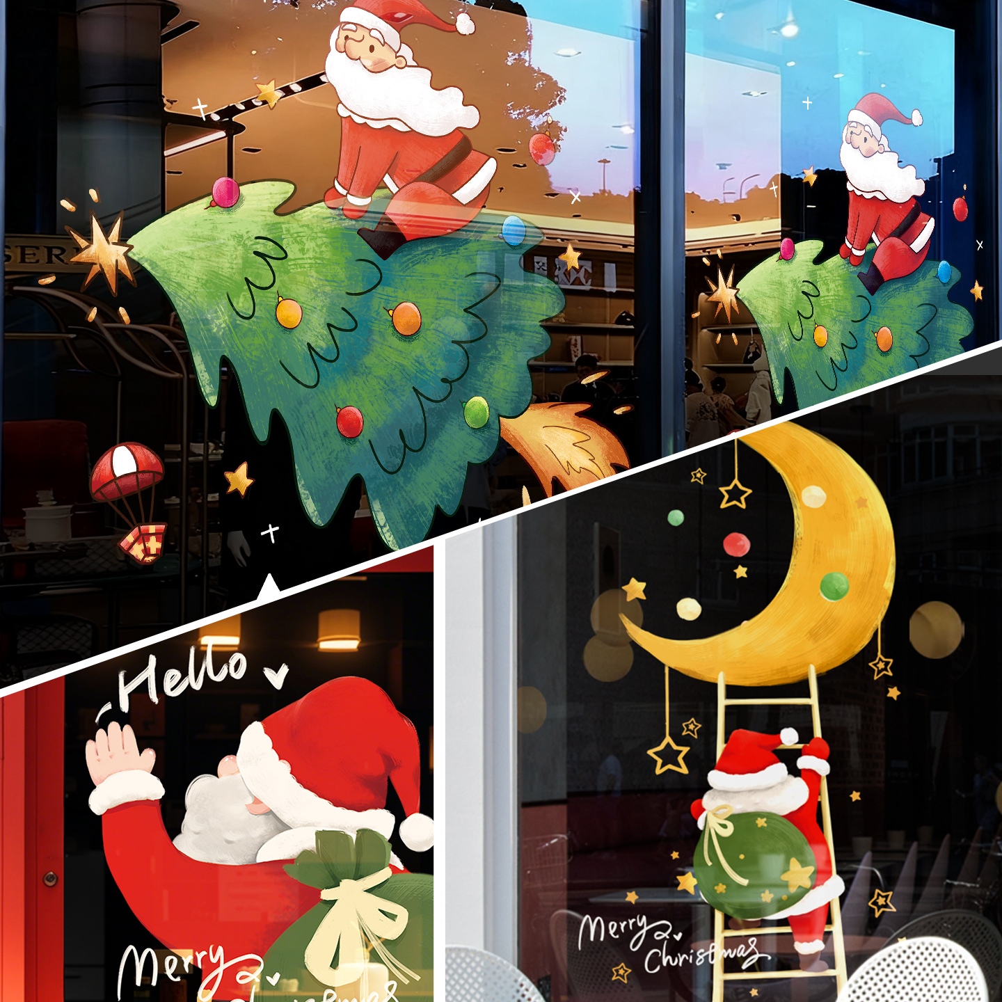 圣诞节装饰品静电玻璃贴店铺商场