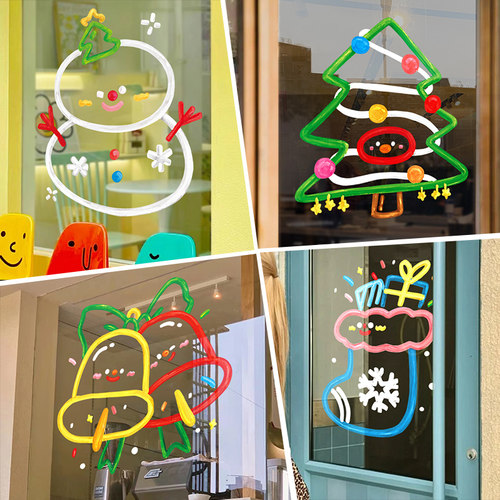 圣诞节日装饰静电玻璃门贴纸装扮