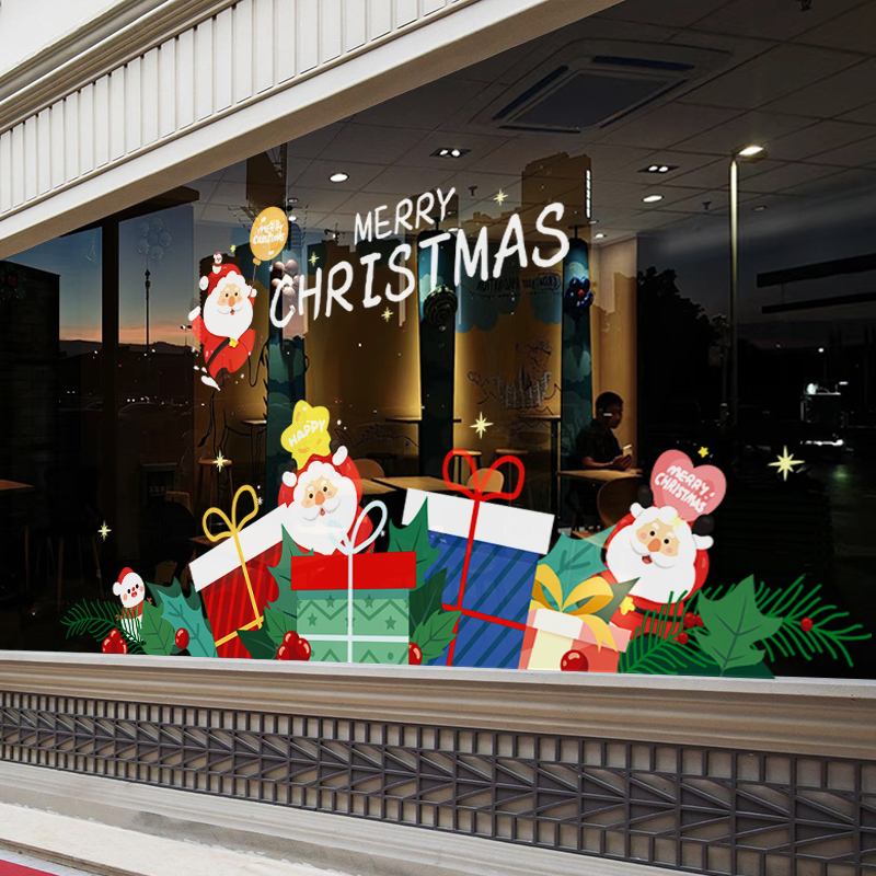 圣诞装饰品玻璃贴纸店铺商场贴画