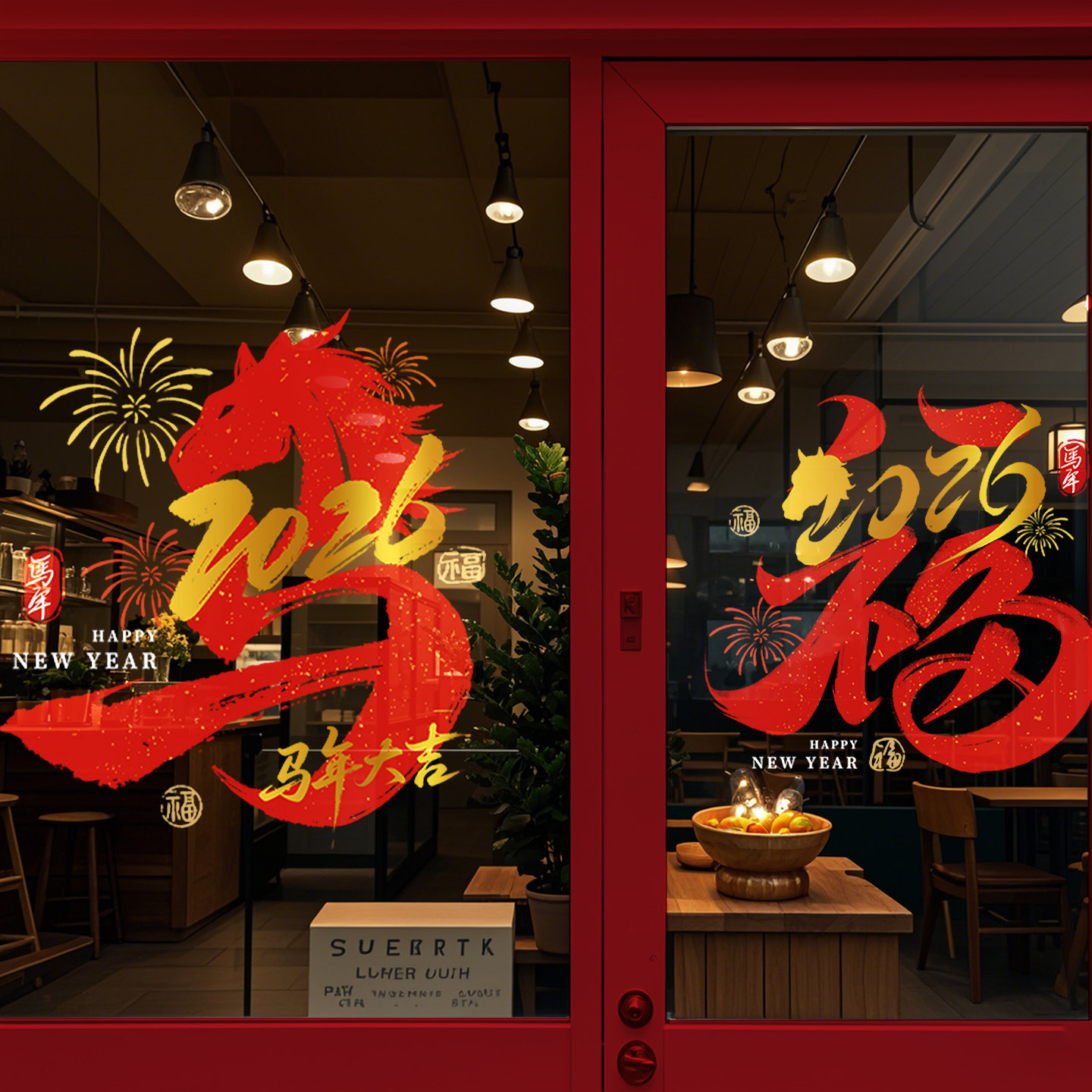 马年对联静电贴过年门贴2026新年贴纸氛围装饰窗花贴门贴玻璃贴纸,节庆用品/礼品,喜字/剪纸/贴纸,淘宝优惠券,粉丝福利购,淘宝优惠卷