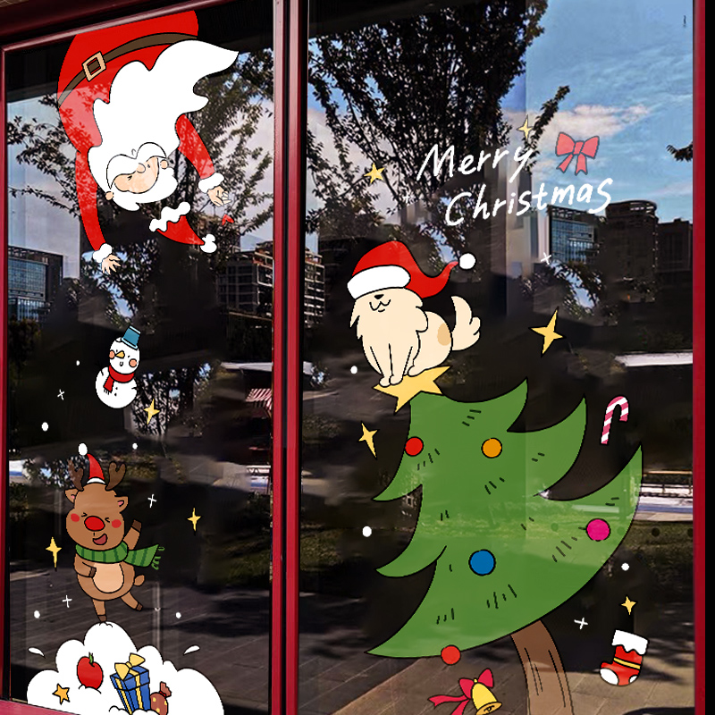 2025圣诞橱窗氛围装饰玻璃静电贴