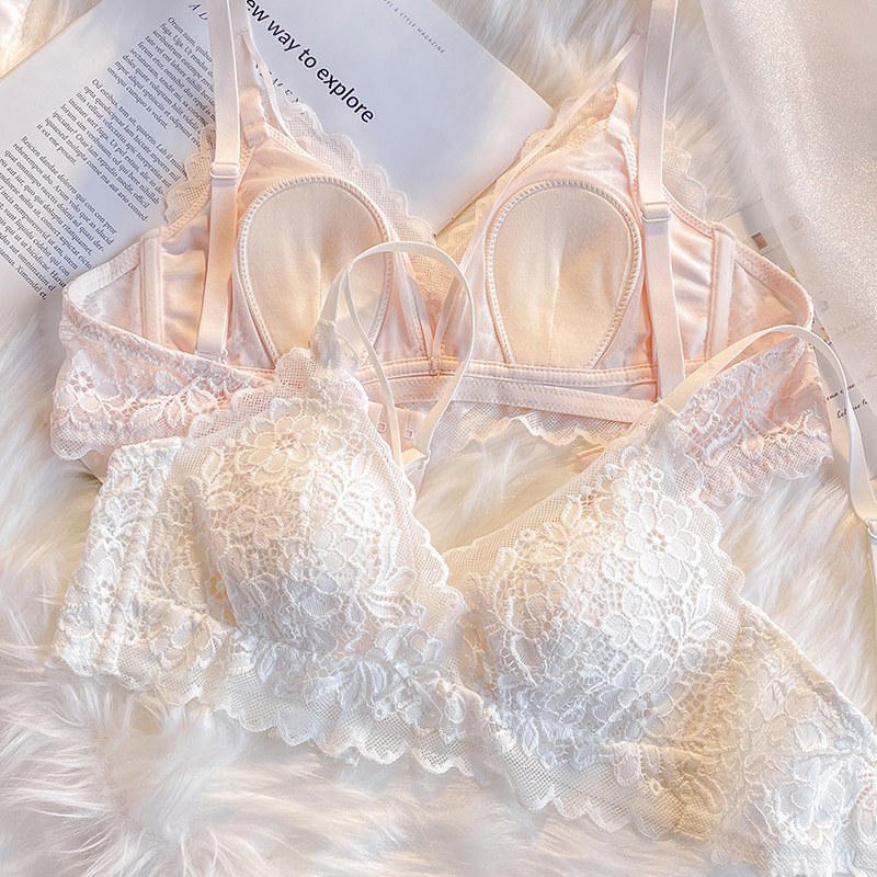 薄款兔耳朵法式内衣女纯欲小胸聚拢收副乳防下垂蕾丝无钢圈文胸罩