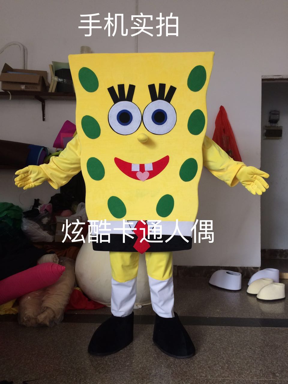 现货海绵宝宝人偶服装 定制卡通头套道具表演服 毛绒布行走公仔