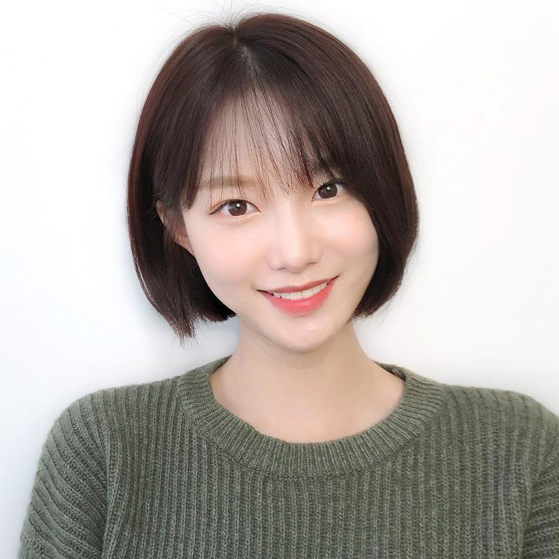 假发女短发波波头圆脸真发网红可爱蓬松自然锁骨发