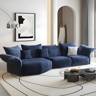 法式花瓣沙发客厅大坪数横厅别墅网红弧形转角雪尼尔布艺沙发组合