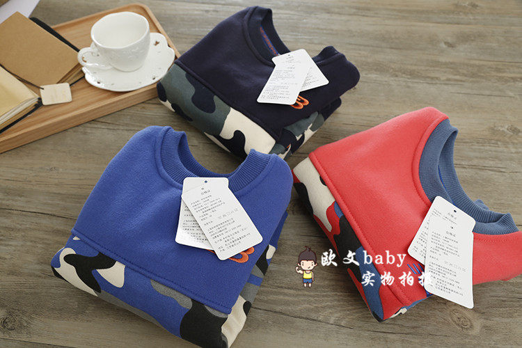 迷彩系~儿童男女童加厚抓绒卫衣 套头绒衫 秋冬款 自留