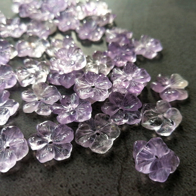 ANGELA TINGLAN AMETHYST CARVED FIVE-PETAL FLOWER IN THE HOLE DIY HAIRPIN JEWELRY ACCESSORIES HANDMADE MATERIAL 12MM