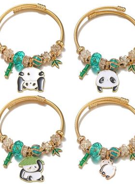 成都熊猫纪念品手链特产伴手礼手镯元素礼物钛钢手串送女朋友男友