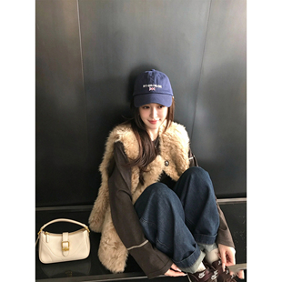 欧尼马甲环保皮草皮毛一体百搭无袖马夹秋冬保暖毛毛马甲外套女