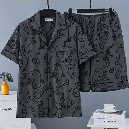 男士睡衣纯棉夏季短袖薄款300斤肥佬中青年老年加大码家居服套装