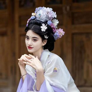 汉服配饰发冠仙气宋制头饰簪花头冠古风写真墨雨云间发饰女