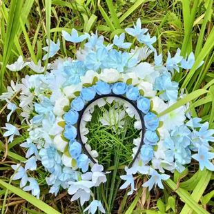中国风花朵花环头箍儿童百天簪花发箍女孩民族风汉服头饰女童发饰