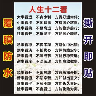 人生哲学人生十二看情绪管理经典 智慧语录参照图海报不干胶贴纸