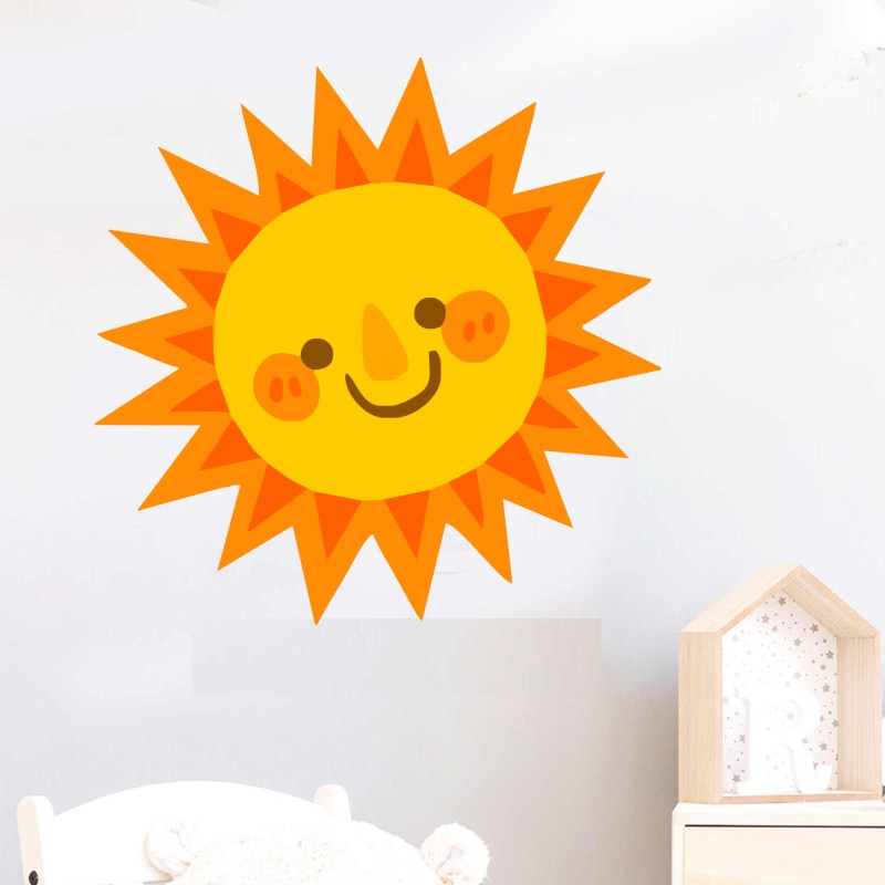 创意新款可爱的笑脸太阳温馨家庭墙贴装饰美化卧室不干胶贴纸E