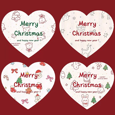 圣诞节快乐贴纸爱心MerryChristmas烘焙咖啡糖果面包包装封口贴