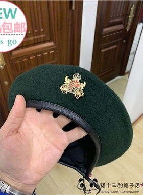 墨绿色羊毛徽章大小号贝雷帽