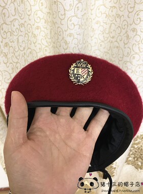 酒红色羊毛徽章情侣舞台表演帽