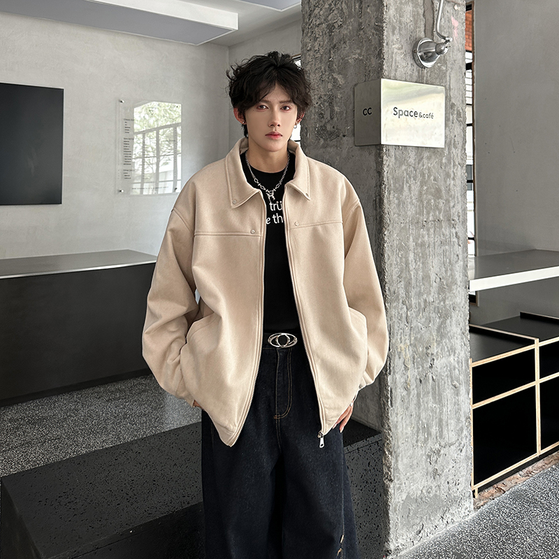 美式时尚春秋新款男麂皮绒男装夹克外套机车上衣A106-1-2100-P75，男装夹克，电商A106-1