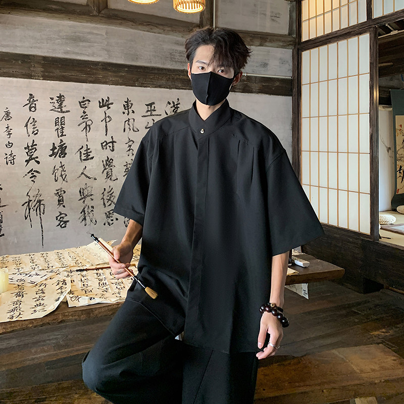 夏季男装衬衫新款冰丝感薄款纯大码短袖外套男A106-1-1818-P30,男装衬衫,电商A106-1