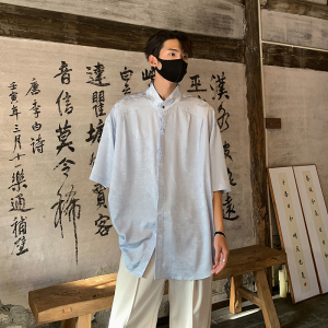 夏季男装新款冰丝松柏薄款大码短袖衬衫男外套 A106-1-1819-P45图片