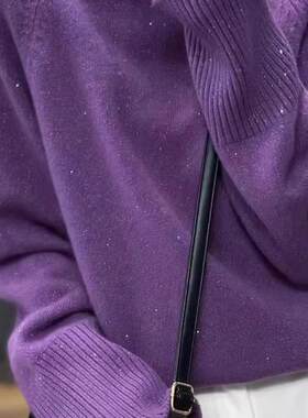 秋季新款高领亮丝羊毛衫女设计感宽松韩版加厚套头毛衣针织打底衫