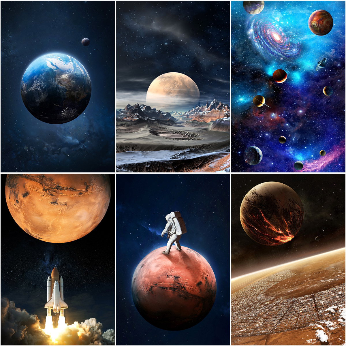 宇宙星空海报墙贴画宇航员太空飞船地球宿舍卧室超大装饰壁画贴纸