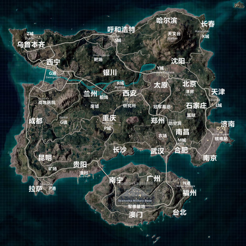 和平精英地图海报 PUBG绝地求生荣都网吧吃鸡游戏壁纸墙贴装饰画