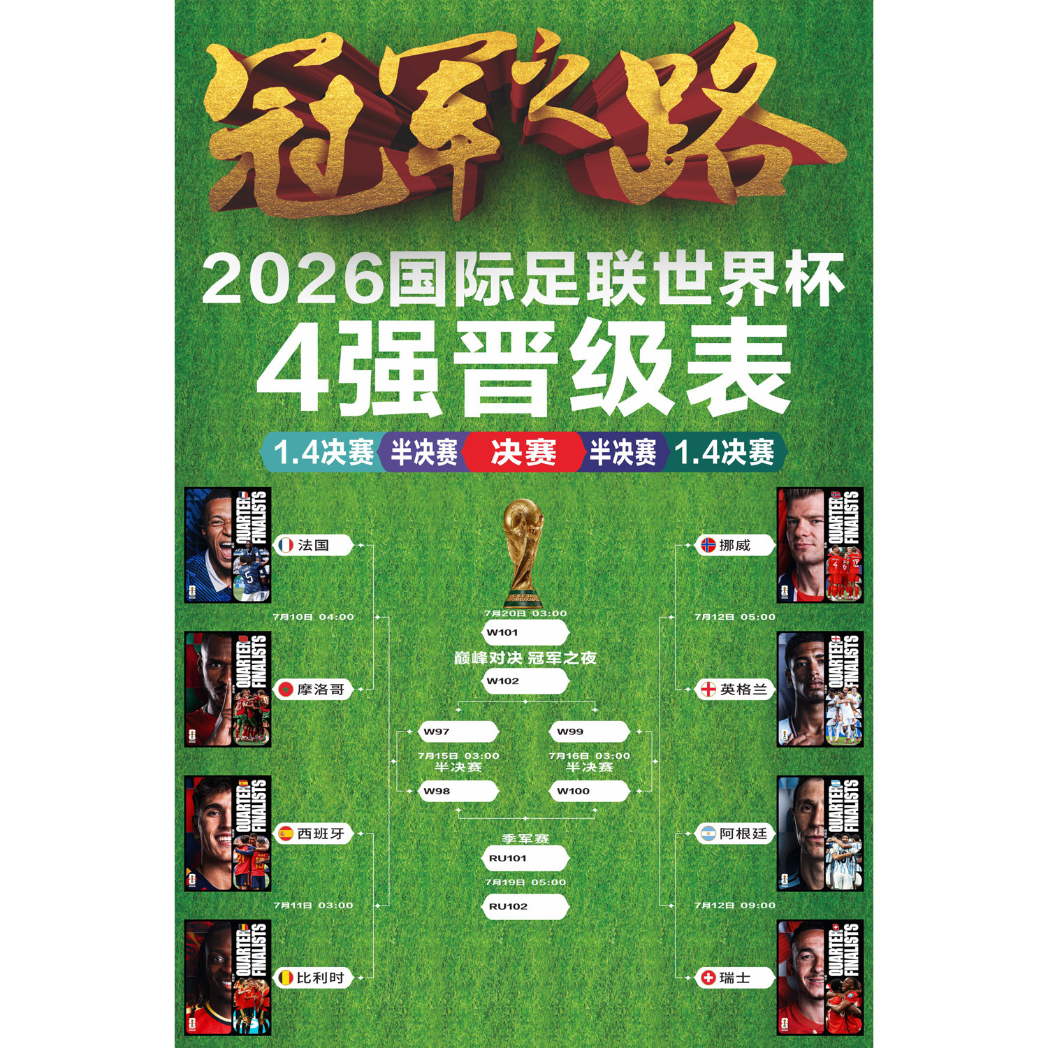 2026世界杯4强32强晋级赛程表对阵表酒吧体育彩票店赛事装饰海报