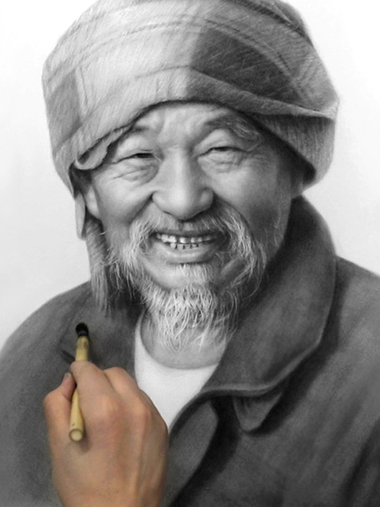 纯手绘头像素描画碳精粉画像定制真人照片炭粉肖像画老人遗像绘制