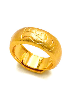 2026新款男士祥云开口沙金戒指男式传福字精美工艺指环首饰品