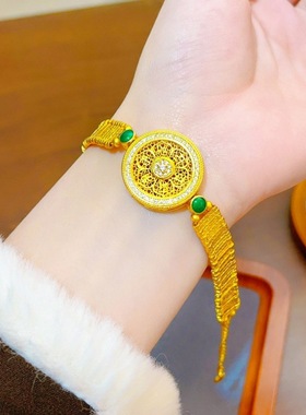 2025爆款女款越南沙金镶钻八宝罗盘手表盘手链时尚轻奢表带手环女