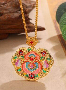 黄金色强保色沙金项链毛衣项链女士轻奢百搭高级感爱心锁葫芦吊坠