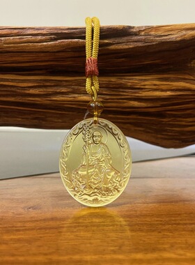 古法蓝色粉色黄色琉璃佛像吊坠衣链男女地藏菩萨吊坠随时供奉项链