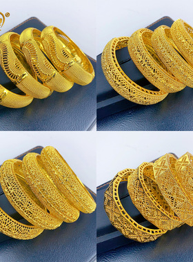 2025款中东迪拜时尚黄金色合金手镯越南沙金镯子不掉色结婚女手环