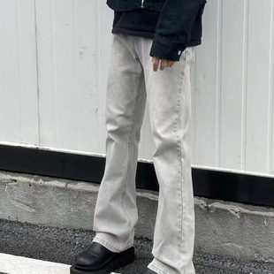 裤 男春秋情侣复古百搭修身 子 高街vibe微喇直筒牛仔裤 阿叔潮牌美式