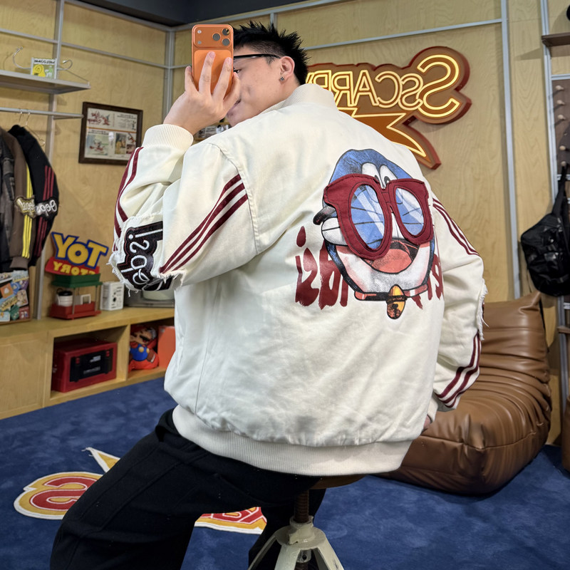 阿叔潮牌美式卡通贴布绣棉服外套男冬季保暖百搭高街立领棉衣夹克,男装,棉衣,淘宝优惠券,粉丝福利购,淘宝优惠卷