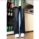 子 男春秋情侣宽松百搭休闲裤 阿叔潮牌美式 复古加绒微喇直筒牛仔裤