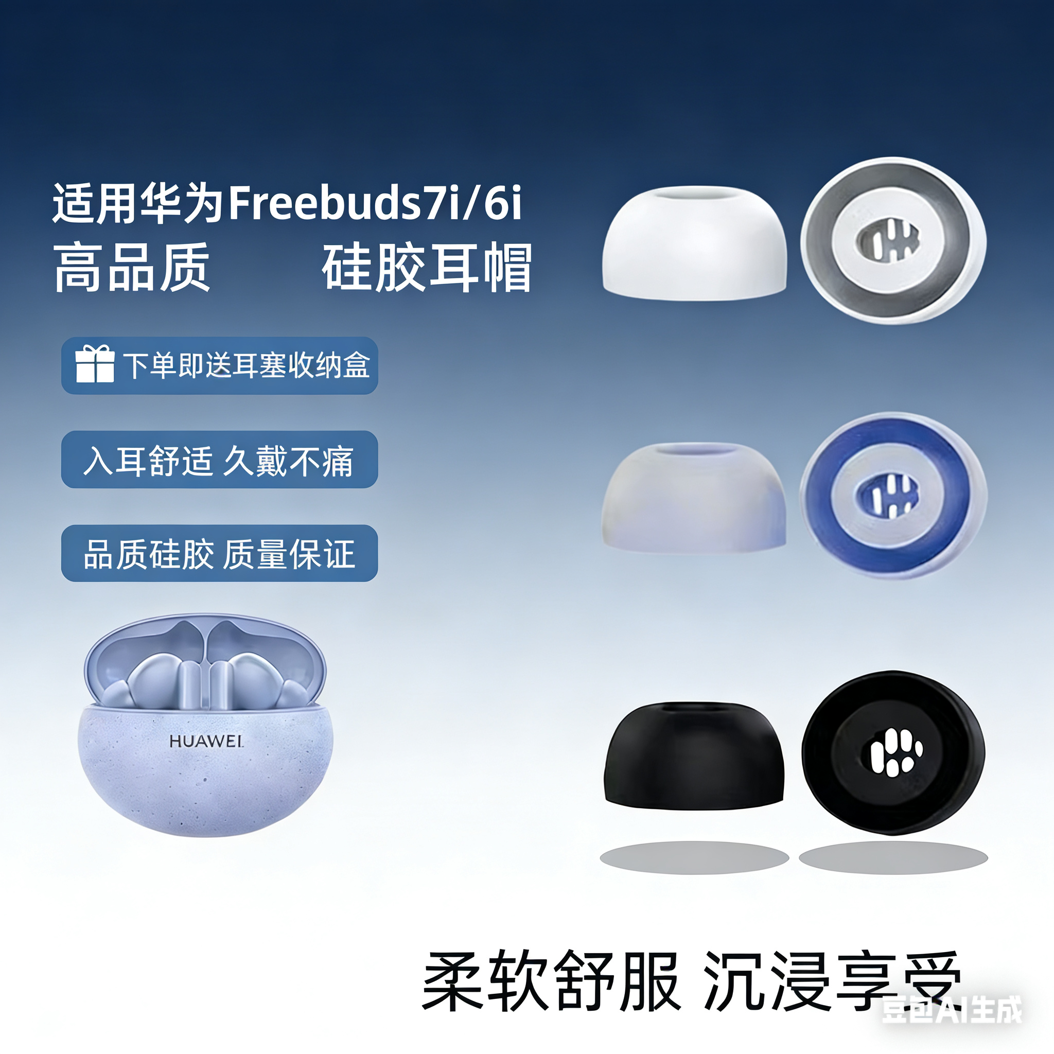 适用华为FreeBuds6i/7i无线蓝牙耳机套硅胶耳塞耳帽保护