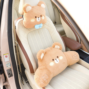 汽车头枕护颈枕车载车用座椅靠背车内靠枕可爱卡通小熊腰靠垫枕头