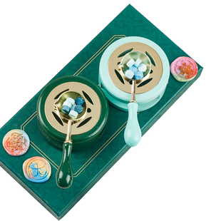 韵轩火漆蜡加热熔炉搅拌棒蜡烛搅拌勺子金属镊子金边树脂垫片彩色亮片金粉木柄印章头手账工具配件全套一套