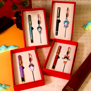 龙头金属签字笔礼盒套装免费定制logo刻字京剧脸谱书签国粹戏曲文化中国风古典礼品送外国同学老外出国伴手礼
