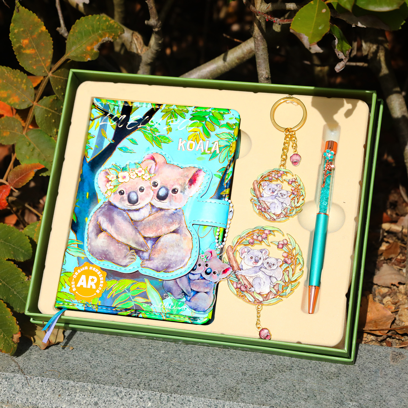 AR立体动物记事本礼盒套装钥匙扣冰箱贴小熊猫杜杜考拉鹈鹕企鹅精装笔记本子精美实用生日礼物送老师同学礼品