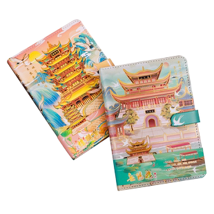 四大名楼精装手账本带锁笔记本子学生密码记事本礼盒套装滕王阁鹳雀楼黄鹤楼岳阳楼故宫文创小礼品创意伴手礼