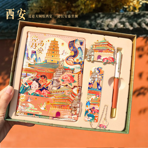 城市风景中性笔礼盒套装精装笔记本子手账本书签莫迪兰签字笔冰箱贴武汉西安重庆成都旅游纪念品礼物文创礼品