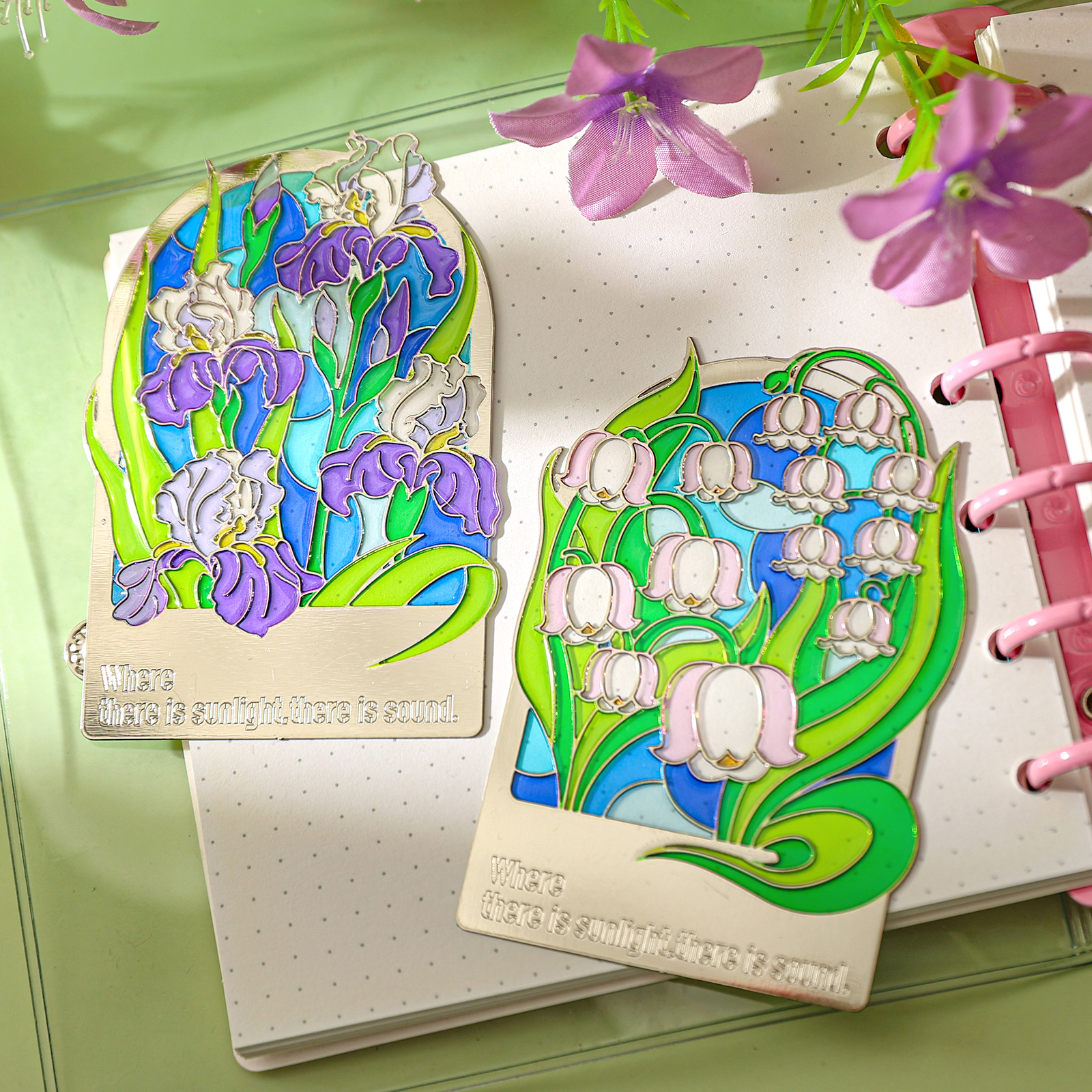 透光金属冰箱贴梵高名画向日葵郁金香玫瑰风信子花朵书签文创小礼品中小学生创意文具送老师同学实用生日礼物